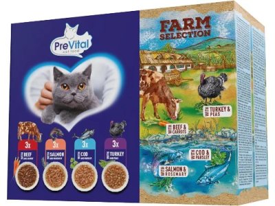 Prevital Farm Selection mačka mix mäsa a rýb v omáčke, vrecko 85 g (12 pack)